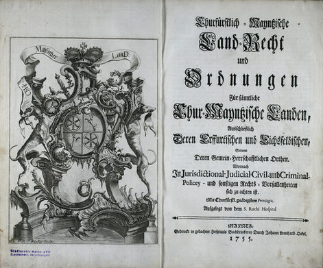 Kurfürstlich Mainzisches Landrecht aus dem Jahr 1755, Titelblatt.