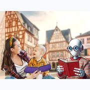 Menschen sitzen mit aufgeschlagenen Büchern vor den Markthäusern in Mainz © einfallswinkel