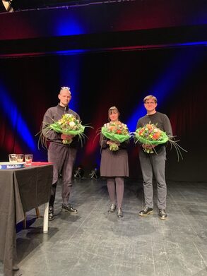 Die Finalisten der Preisverleihung 2023: Roman Paul Widera (v.l.), Davina Beck und Jan Laakmann