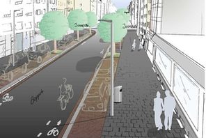 Einfache Planungsansicht der neuen Boppstraße © Stadtplanungsamt der Landeshauptstadt Mainz